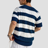 Pull rayé pour hommes à manches courtes – Élégant &amp; Confortable
