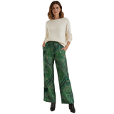 Pantalon Large à Imprimé Cachemire et Taille Haute Élastique pour Femmes