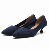 Escarpins en maille à bout pointu pour femme avec petit talon kitten heel
