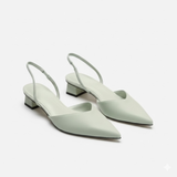 Escarpins slingback pour femme à bout pointu et talon bloc moyen pour le bureau