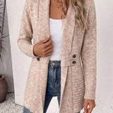 Harlow | Cardigan en tricot côtelé couleur avoine avec patte à boutons