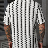 Chemise rétro pour hommes à manches courtes imprimée décontractée