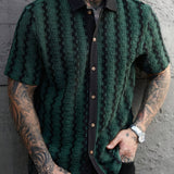 Chemise rétro pour hommes à manches courtes imprimée décontractée