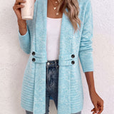 Nova | Cardigan à boutons et tabulations en tricot côtelé aqua