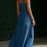 Vera | Longue Robe en Denim à Boutons