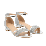 Sandales à petit talon pour femme avec bride cheville et détails scintillants