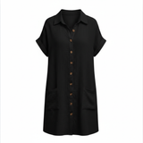Robe en jersey pour femmes, coupe ample, longueur genou, encolure en V avec poches fonctionnelles