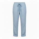 Pantalon Femme en Mélange de Coton avec Taille Élastique et Coupe Crayon Ajustée