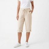 Short en Coton et Lin avec Taille Élastique et Poches pour Femmes