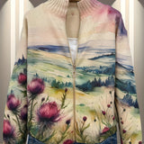 Zelda | Cardigan zippé paysage de chardon écossais