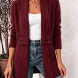 Marlowe | Cardigan en tricot côtelé bordeaux avec bouton