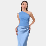 Aleida | Robe Maxi en Satin à Une Épaule