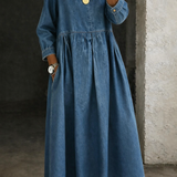 Clara | Robe en Denim avec Col Peter Pan