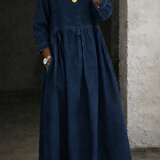 Clara | Robe en Denim avec Col Peter Pan