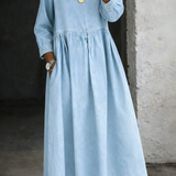 Clara | Robe en Denim avec Col Peter Pan