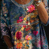 Nicole | Blouse en Denim Floral Vintage