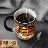 Mug en Céramique avec Étagère de Livres Magique et Effet de Chaleur