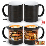 Mug en Céramique avec Étagère de Livres Magique et Effet de Chaleur