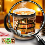 Mug en Céramique avec Étagère de Livres Magique et Effet de Chaleur