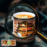 Mug en Céramique avec Étagère de Livres Magique et Effet de Chaleur