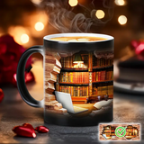 Mug en Céramique avec Étagère de Livres Magique et Effet de Chaleur