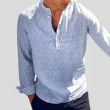 Chemise Homme Rayée Décontractée à Manches Longues