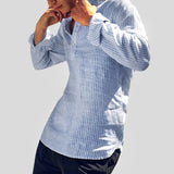 Chemise Homme Rayée Décontractée à Manches Longues