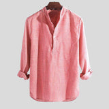 Chemise Homme Col Zippé Rayée Décontractée