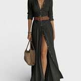 Amélia — Robe maxi élégante avec col
