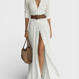 Amélia — Robe maxi élégante avec col