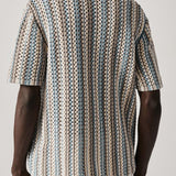 Polo en Crochet Légère avec Motif Rayé