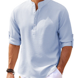William | Chemise Henley à rayures avec col montant et fermeture à boutons