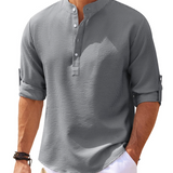 William | Chemise Henley à rayures avec col montant et fermeture à boutons