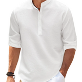 William | Chemise Henley à rayures avec col montant et fermeture à boutons