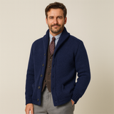André Beaumont | Cardigan pour homme en tricot de luxe avec col revers