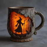 Mug Artisanal 3D d'Halloween – avec Design de Sorcière et Chat