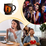 Mug Artisanal 3D d'Halloween – avec Design de Sorcière et Chat