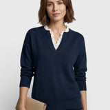 Celina | Pull Chic en Tricot avec Col en Dentelle Élégante