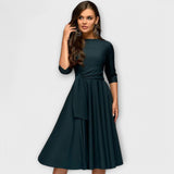 Ana - Robe Midi Élégante avec Ceinture Nouée