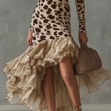 Olga – Robe Midi avec Motif Léopard