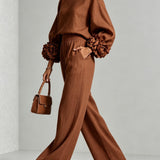 Lenna | Ensemble Top à Manches Florales & Pantalons Amples