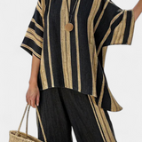 Tamara – haut oversized à rayures confortable et pantalon en lin décontracté