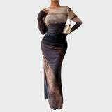 Amélia - Robe maxi ajustée avec manches longues