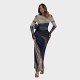Amélia - Robe maxi ajustée avec manches longues