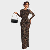 Amélia - Robe maxi ajustée avec manches longues