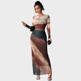 Amélia - Robe maxi ajustée avec manches longues
