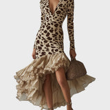 Olga – Robe Midi avec Motif Léopard