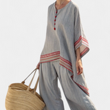 Rossella – blouse asymétrique sophistiquée et pantalons ethniques à jambes larges