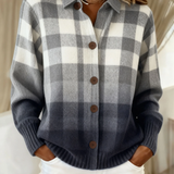 Agnes | Cardigan à Carreaux Gris Ombre