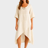 Marta - Robe asymétrique en coton et lin
